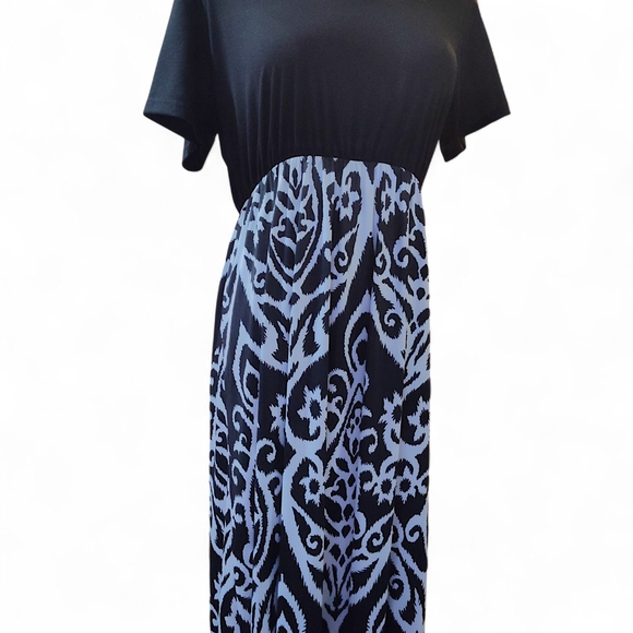 Maxi Dress Black/White Paisley Print Womens Size Large - Picture 3 of 7